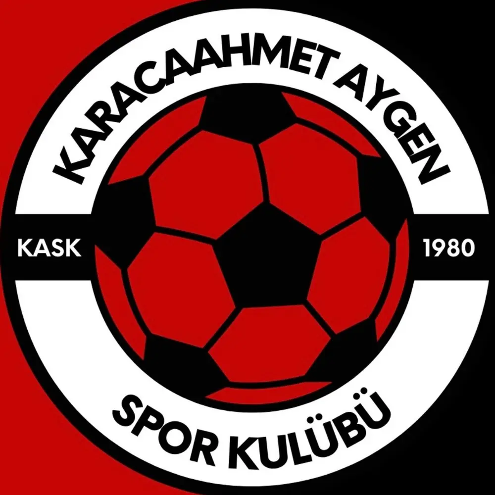 Kırmızı zeminli Karacaahmet Aygen Spor Kulübü arması